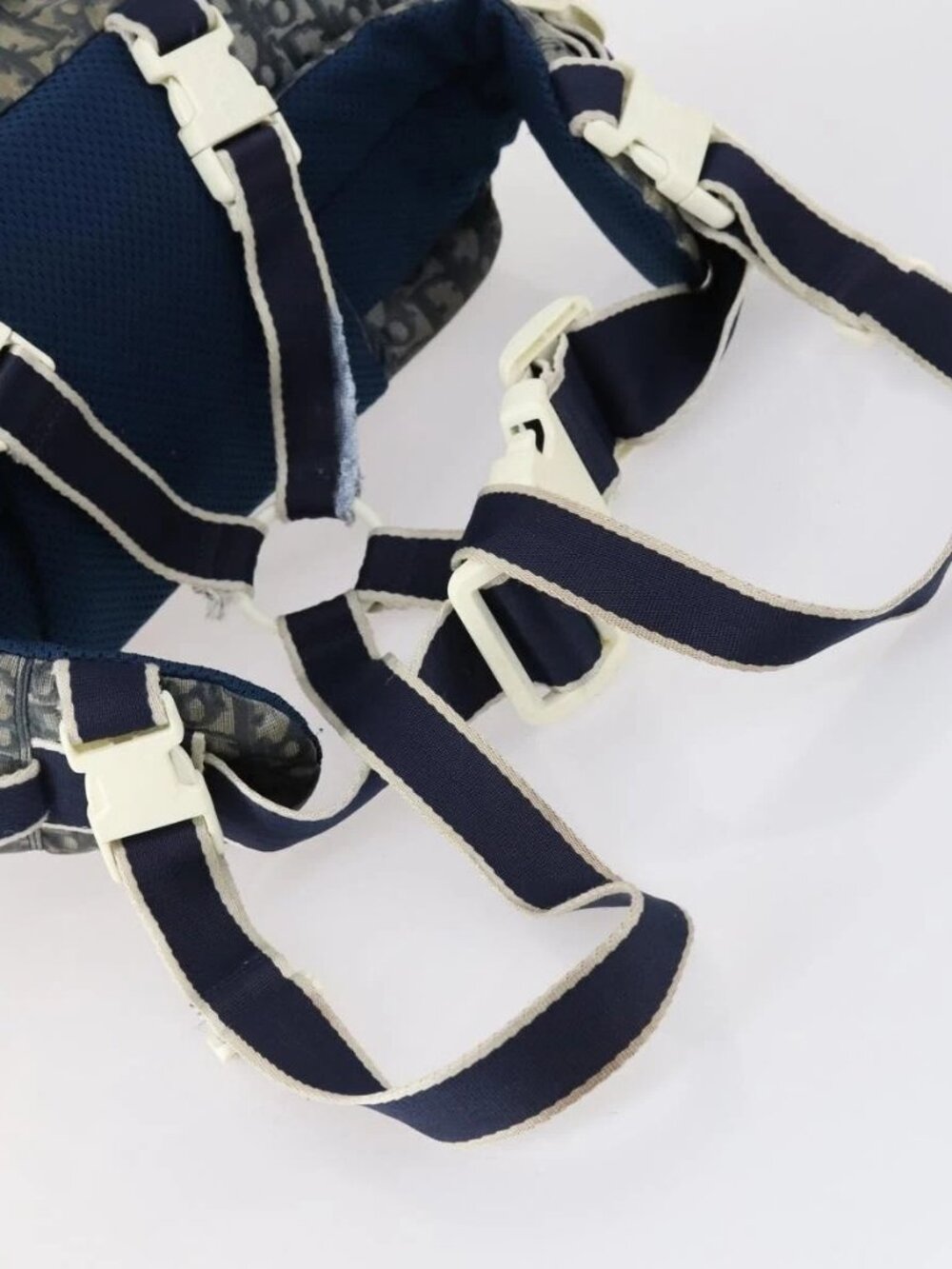 Christian Dior Trotter Canvas Backpack PVC Blue Silver Auth bs31270 - Picture 10 of 16
